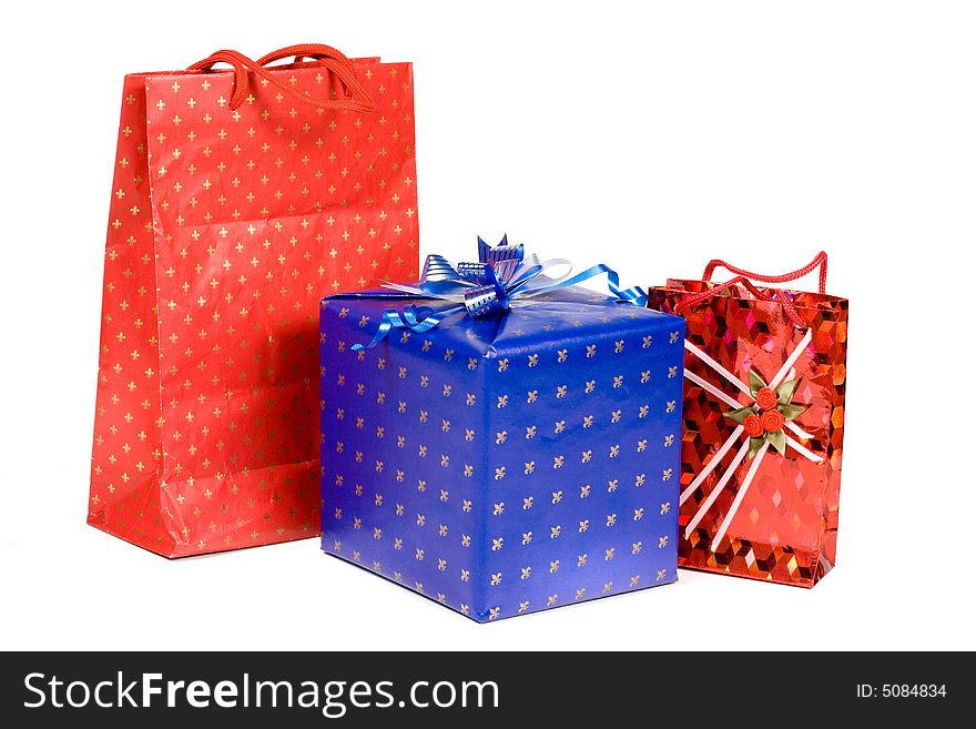 Gifts isolated on a white background. Clipping path included. Gifts isolated on a white background. Clipping path included.