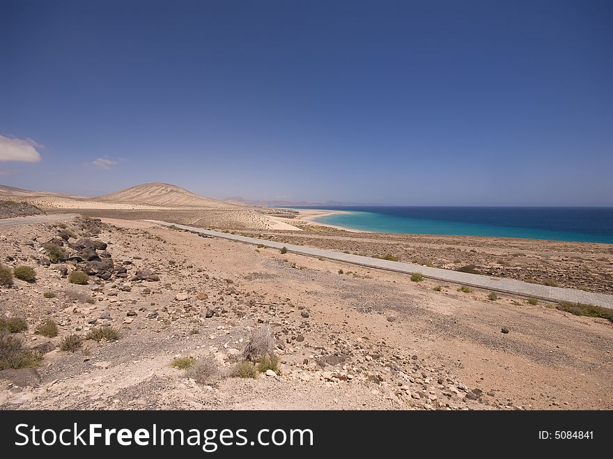 Landscape of Sotavento Beach (Fuerteventura, Spain)