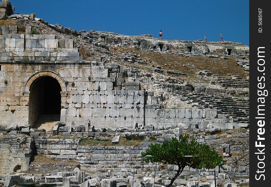 Well preserved amphitheatre in ruined Greek city of Miletus. Well preserved amphitheatre in ruined Greek city of Miletus