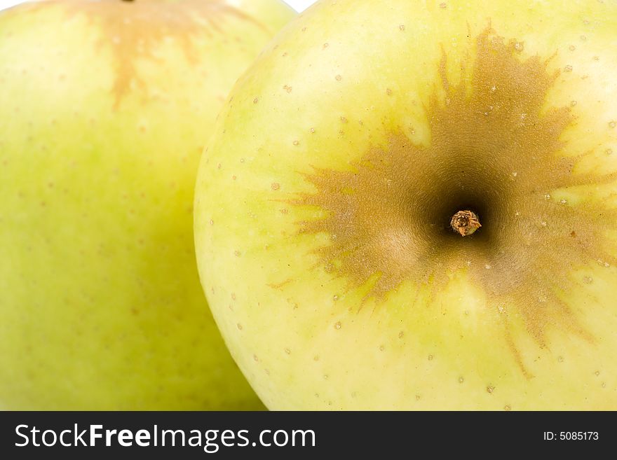 Fresh green apples isolated on a white background