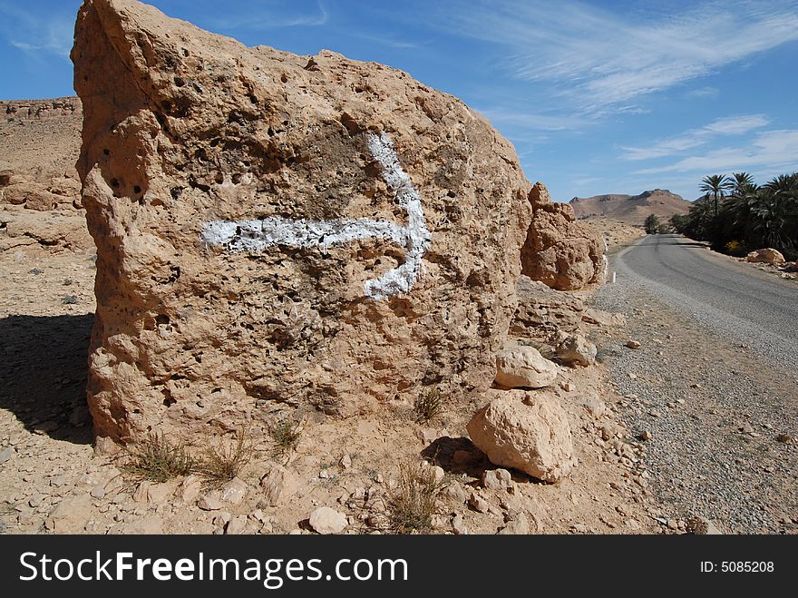 Road sign in semi-desert in Tunisia. Road sign in semi-desert in Tunisia