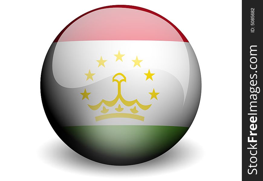 Round Flag of Tajikistan With Glossy Effect