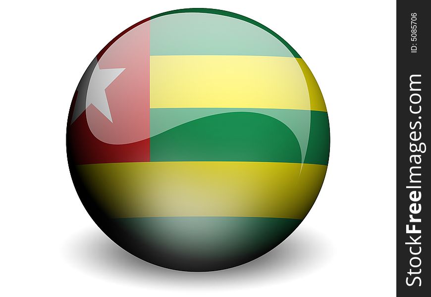 Round Flag of Togo With Glossy Effect