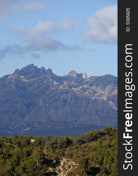 View of mount Montserrat 30 km from Barcelona