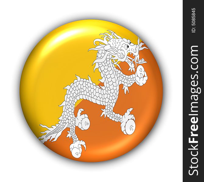 World Flag Button Series - Asia - Bhutan (With Clipping Path). World Flag Button Series - Asia - Bhutan (With Clipping Path)