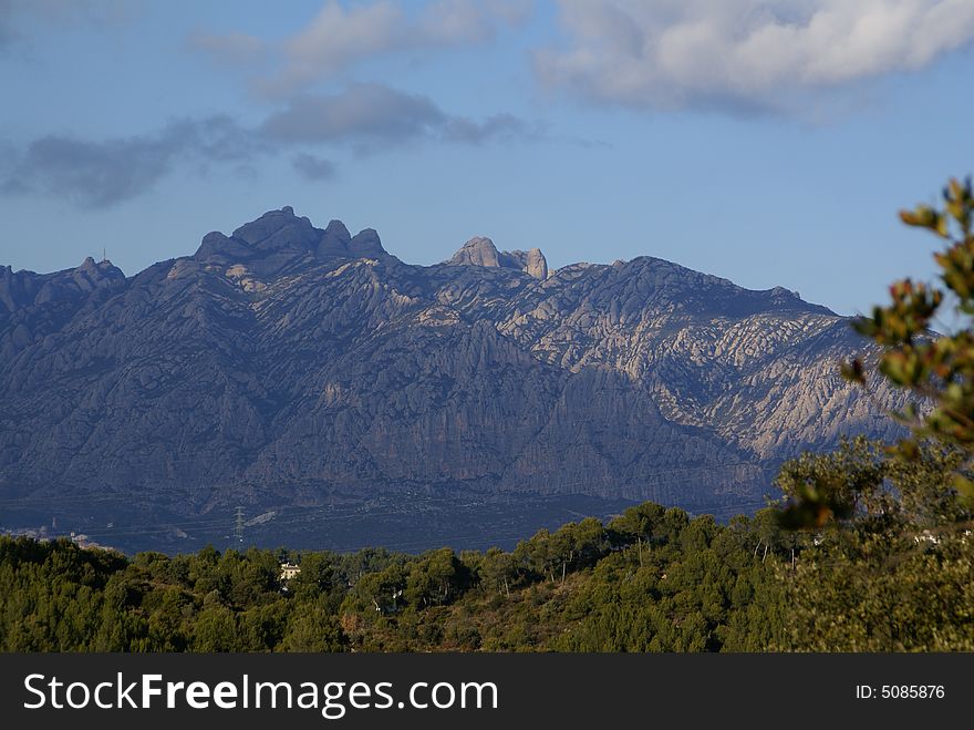 View of mount Montserrat 30 km from Barcelona