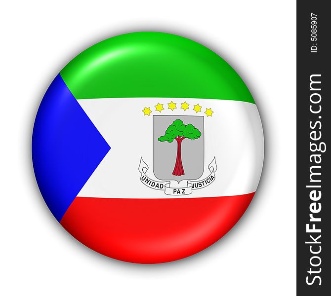 World Flag Button Series - Africa - Equatorial Guinea (With Clipping Path). World Flag Button Series - Africa - Equatorial Guinea (With Clipping Path)