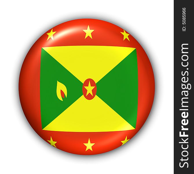World Flag Button Series - Caribbean - Grenada (With Clipping Path). World Flag Button Series - Caribbean - Grenada (With Clipping Path)
