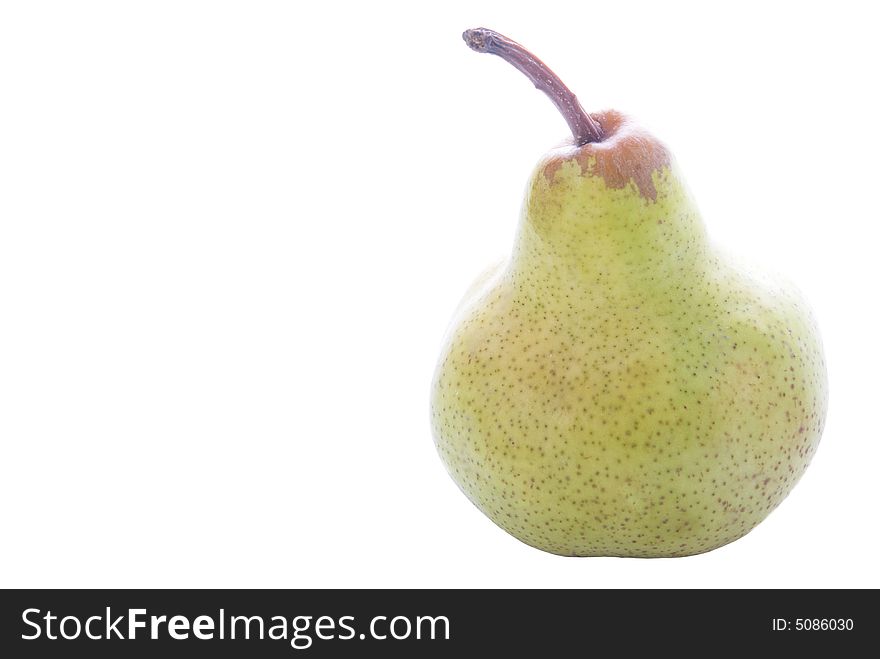 The green pear isolated on white background.