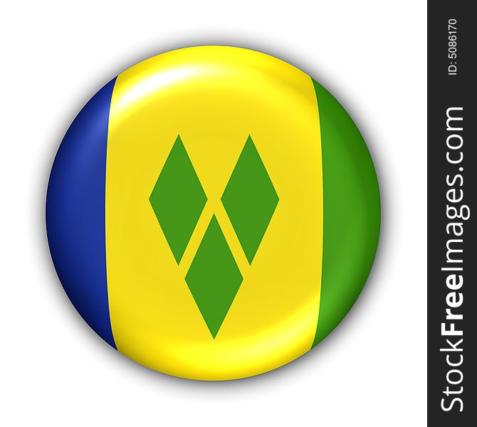 World Flag Button Series - Caribbean - Saint Vincent and Grendadines (With Clipping Path). World Flag Button Series - Caribbean - Saint Vincent and Grendadines (With Clipping Path)