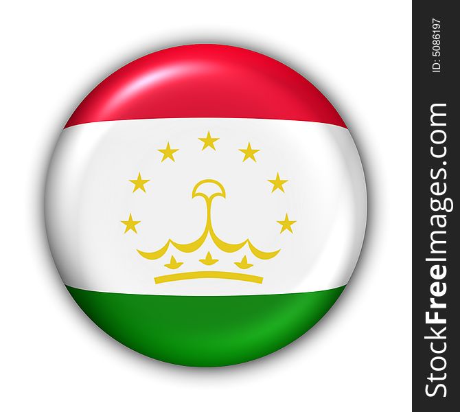 World Flag Button Series - Asia - Tajikistan (With Clipping Path). World Flag Button Series - Asia - Tajikistan (With Clipping Path)