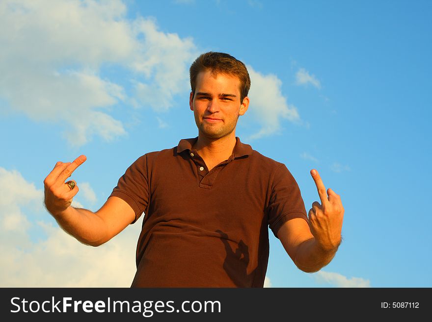Man Showing Middle Fingers