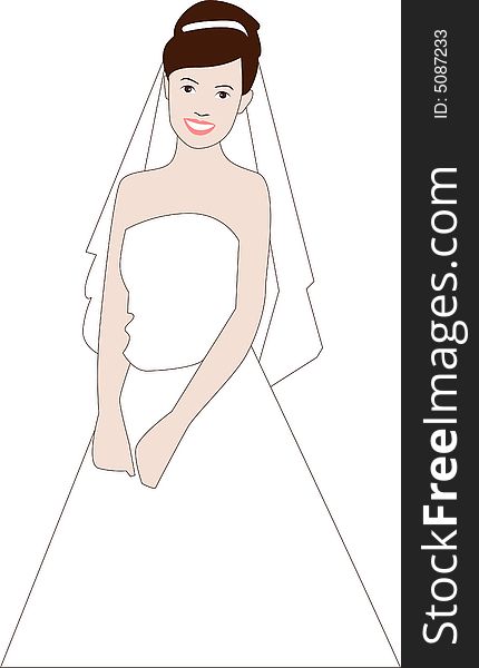 Fashion Bride Drawing. Vector Illustration. Fashion Bride Drawing. Vector Illustration.