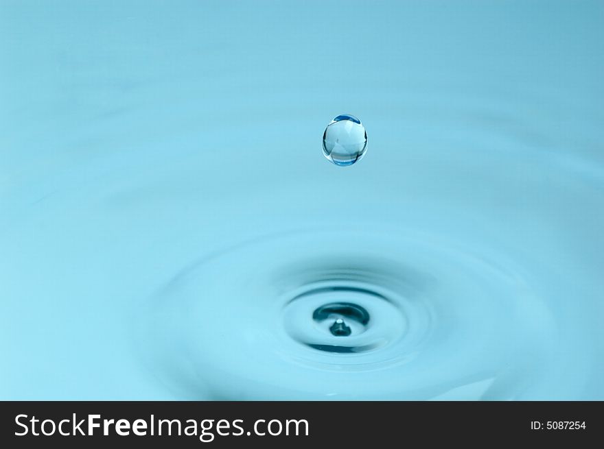 Isolated water drop with ripples on the surface