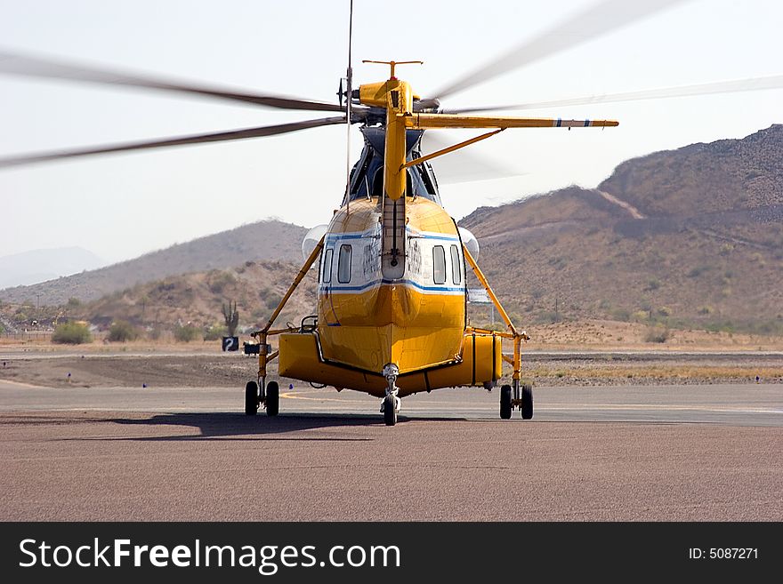 Large helicopter ready to depart from airport. Large helicopter ready to depart from airport