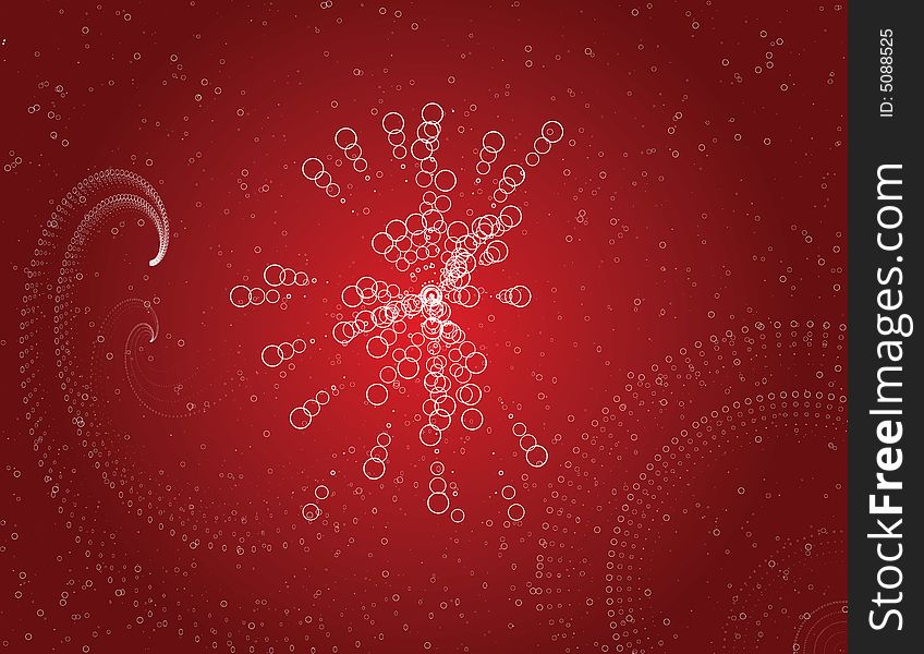 Abstract red background including circles as rays and circles as waves