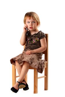 Pretty Girl In Big Shoes Talking By Phone. Royalty Free Stock Photo Pretty Girl In Big Shoes Talking By Phone. Royalty Free Stock Photo
