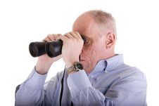 Old Guy In Blue Shirt Looking Right Binoculars Stock Image Old Guy In Blue Shirt Looking Right Binoculars Stock Image