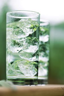 Sparkling Mineral Water With Icecubes Stock Image