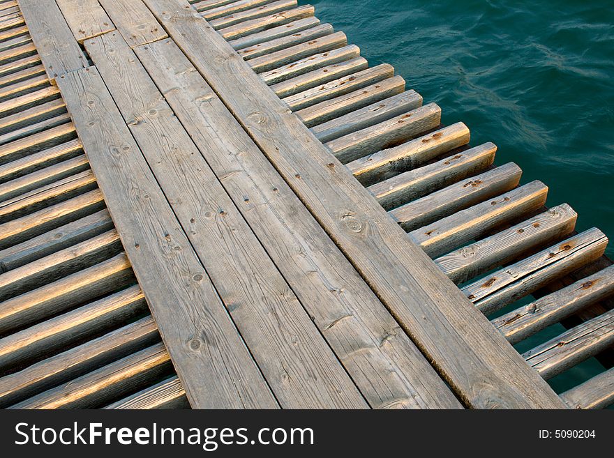 Wooden footbridge in a sea