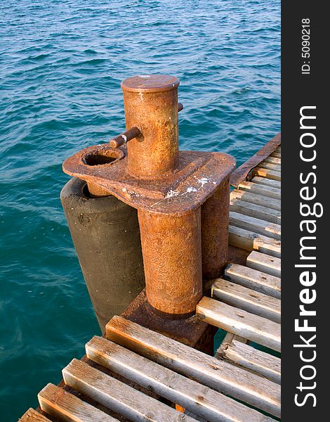 Wooden footbridge in a sea