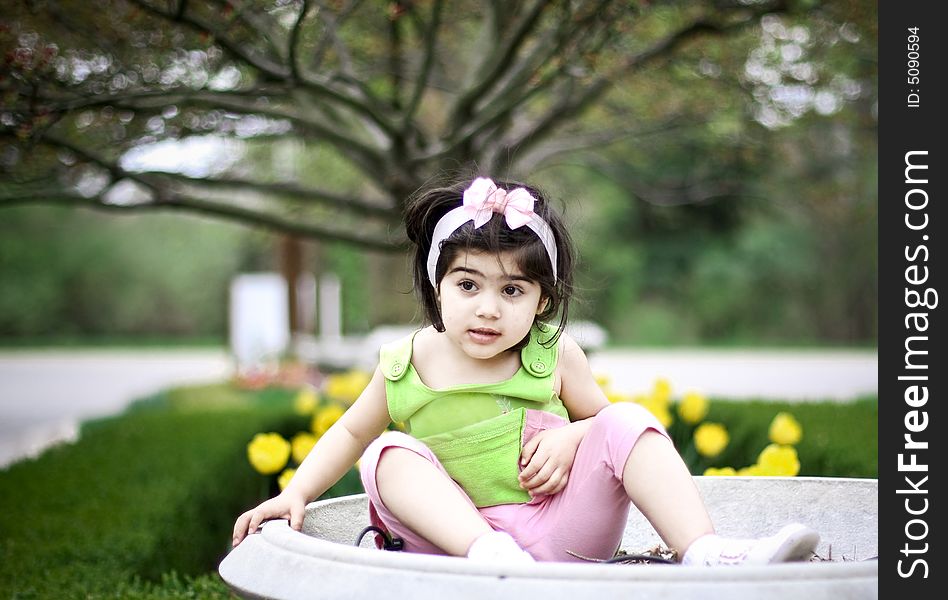 My daughter in flower field (San Antonio botanical garden). My daughter in flower field (San Antonio botanical garden)