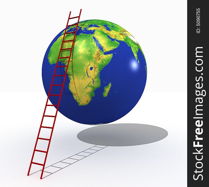 3-d model of a planet and the put ladder. 3-d model of a planet and the put ladder