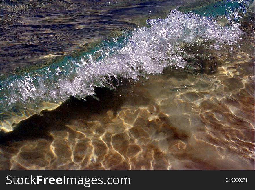 Clear Water, Wave Foam, Splashes, Beach.