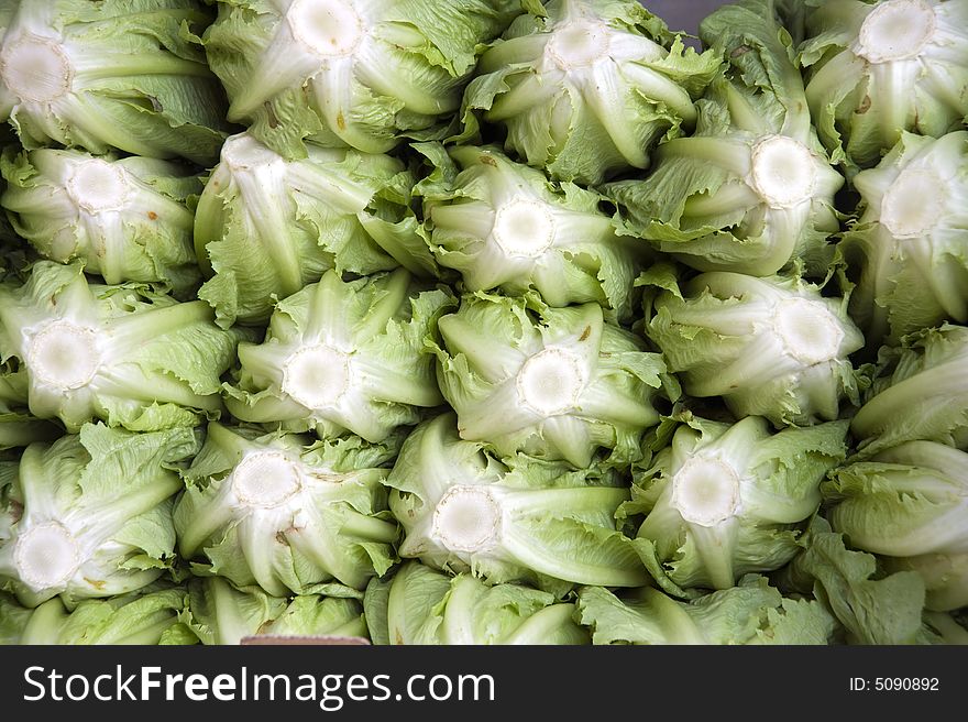 Stack of roman lettuce in the market. Stack of roman lettuce in the market