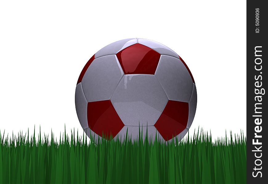 Soccer ball on grass with champion text