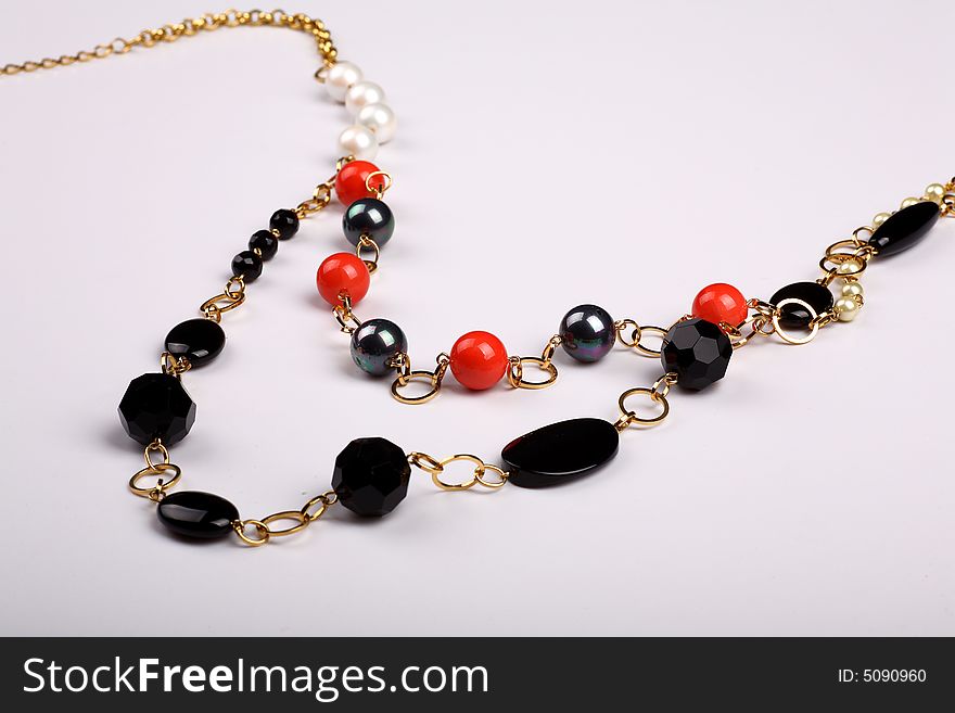 A necklace on white background