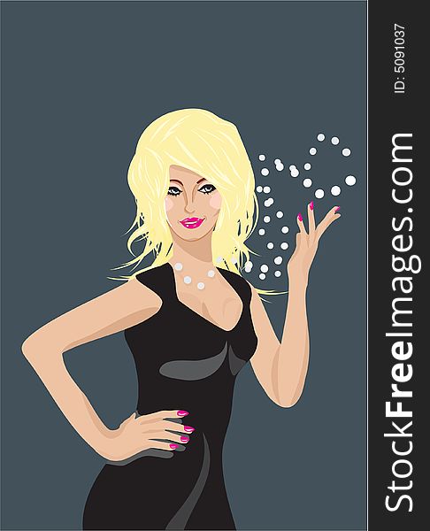 Girl in black dress vector illustration. Girl in black dress vector illustration