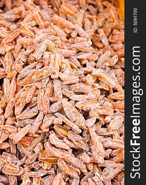 Dried fruits for sale at a market