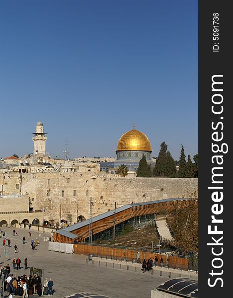 Gold Dome of the rock (The Mosque of Omar ) in Jerusalem holy old city