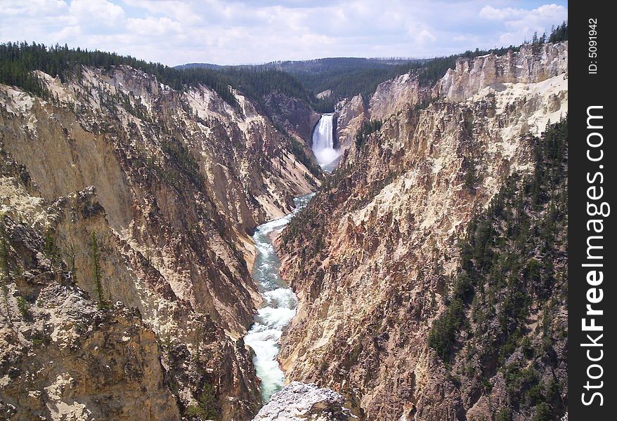 Lower Falls of the Yellowstone River in Yellowstone National Park. Lower Falls of the Yellowstone River in Yellowstone National Park