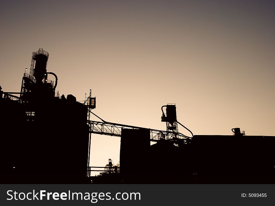 A factory at sunrise in usa