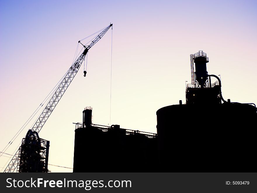 A factory at sunrise in usa