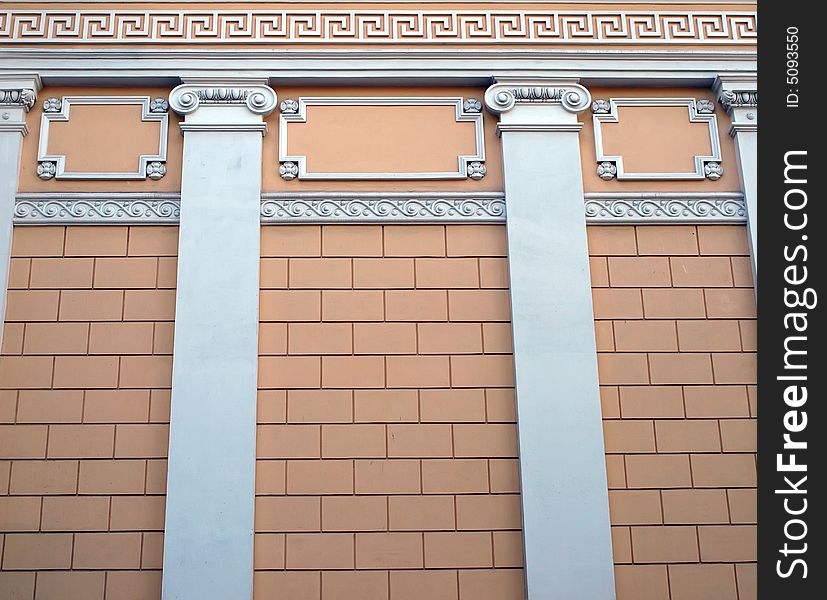 Wall of a building decorated by the Roman columns