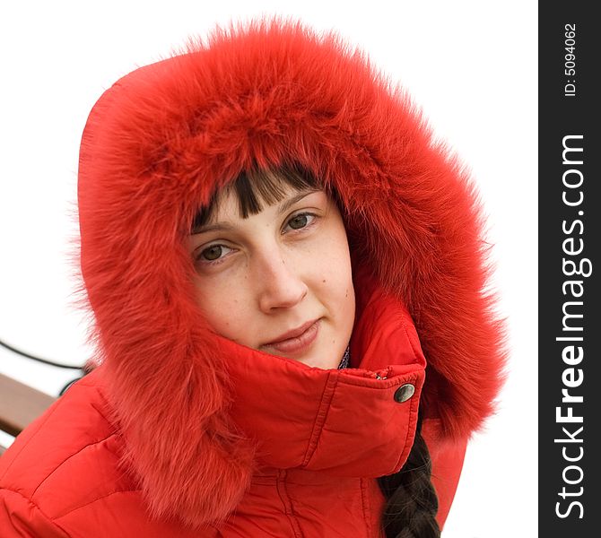 Cute Winter Girl on White Background