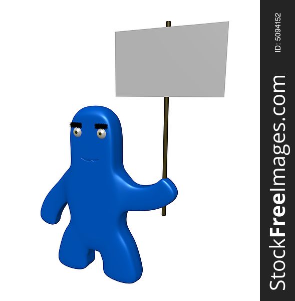 3d Character Holding Sign