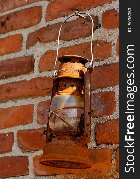 Oil lamp hanging on the wall