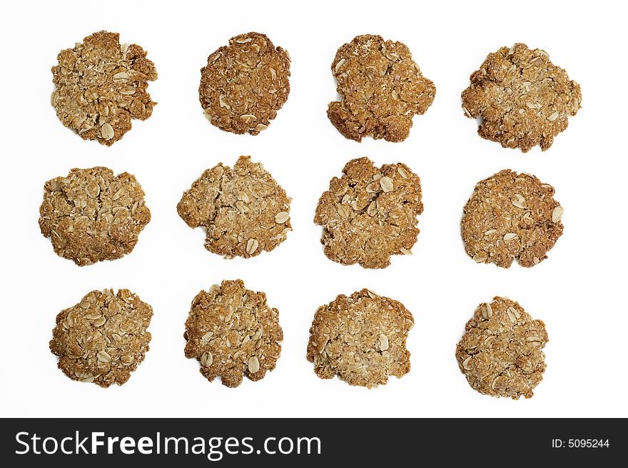 Oatmeal Cookies Isolated On White