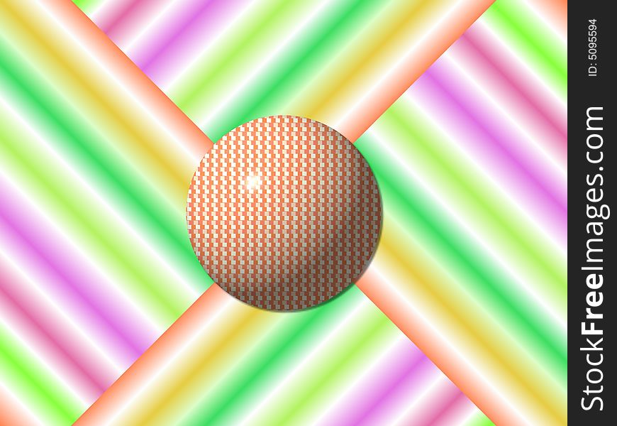 A sphere on an abstract coulored background. A sphere on an abstract coulored background