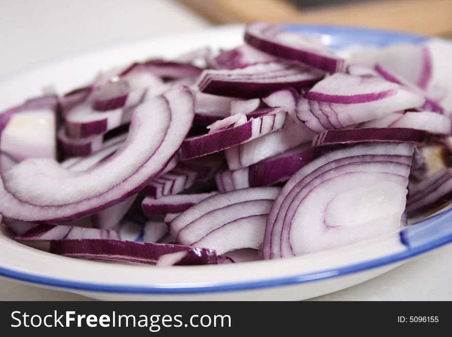 A dish of sliced onion