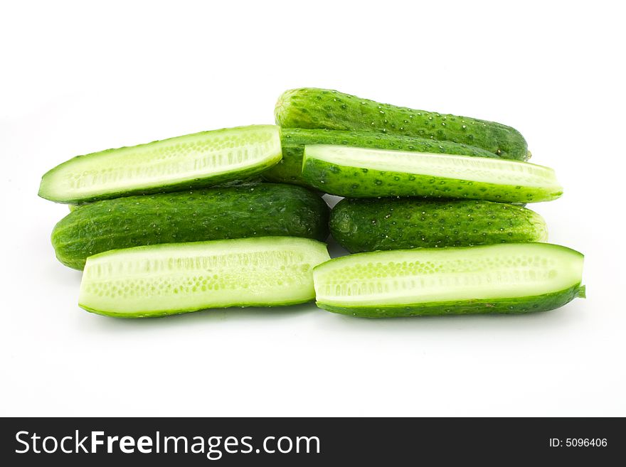 Green cucumbers isolated on white