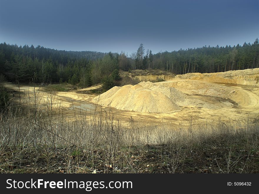 Austrian forest with a huge pit