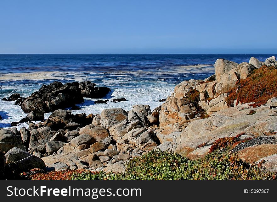 California rocky coast in Monterey. California rocky coast in Monterey