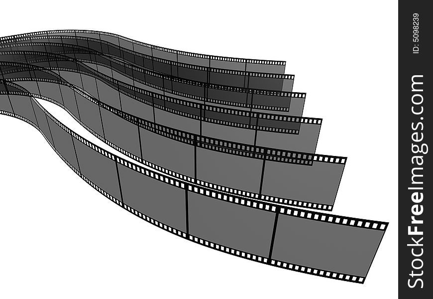 3d blank films strip over white background. 3d blank films strip over white background