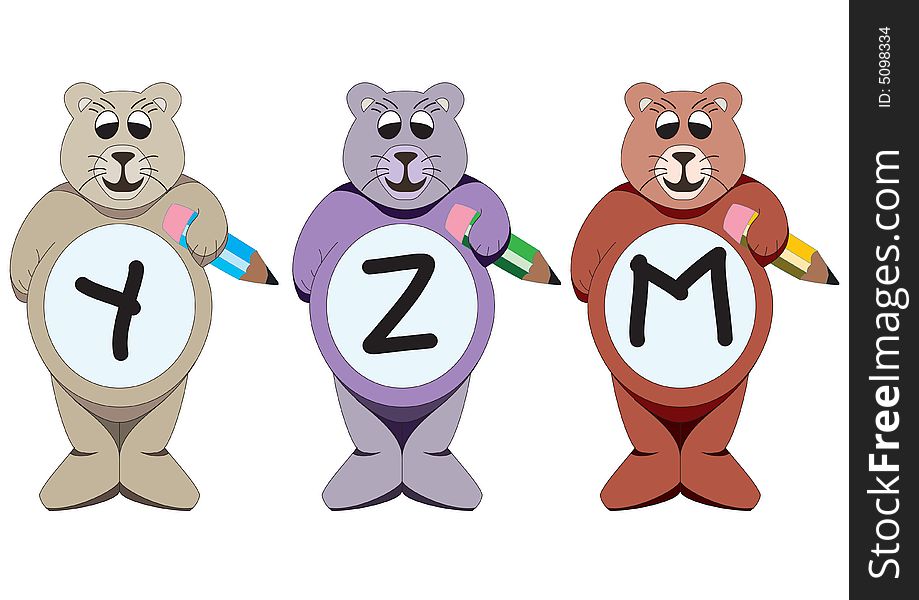 Alphabet bears are holding the letters. Alphabet bears are holding the letters