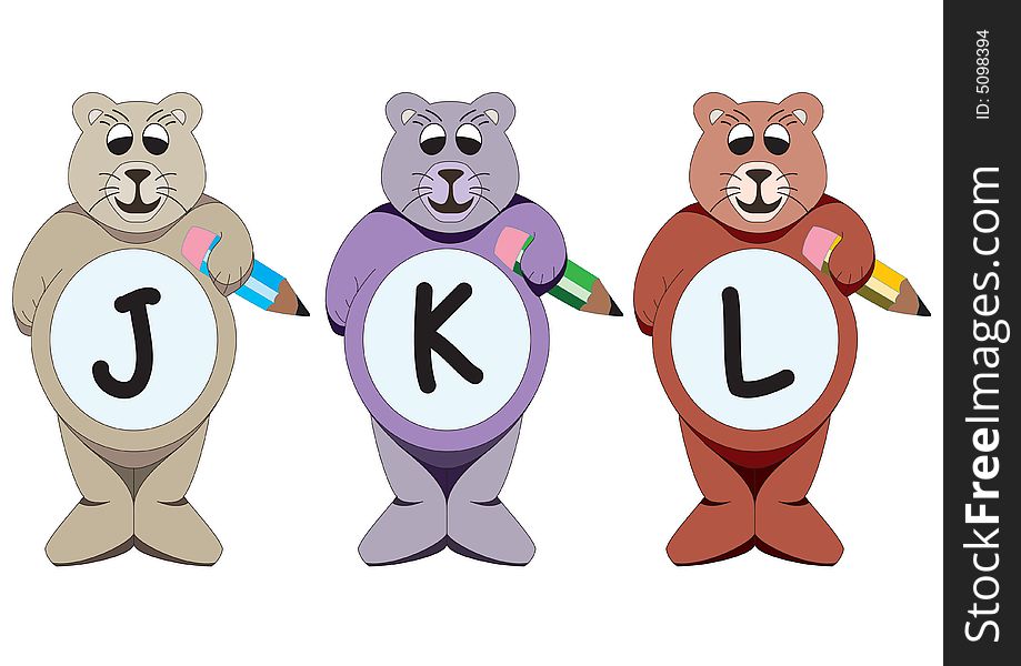 Alphabet bears are holding the letters. Alphabet bears are holding the letters